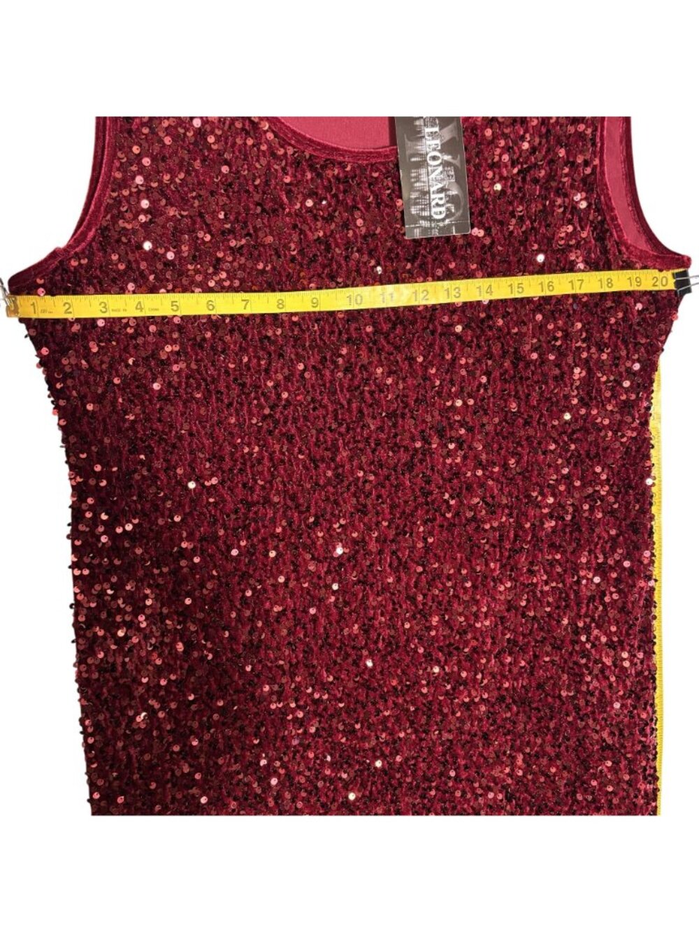 Sleeveless Burgundy Sequin Party Dress Size XL By Nina Leonard - Picture 6 of 11